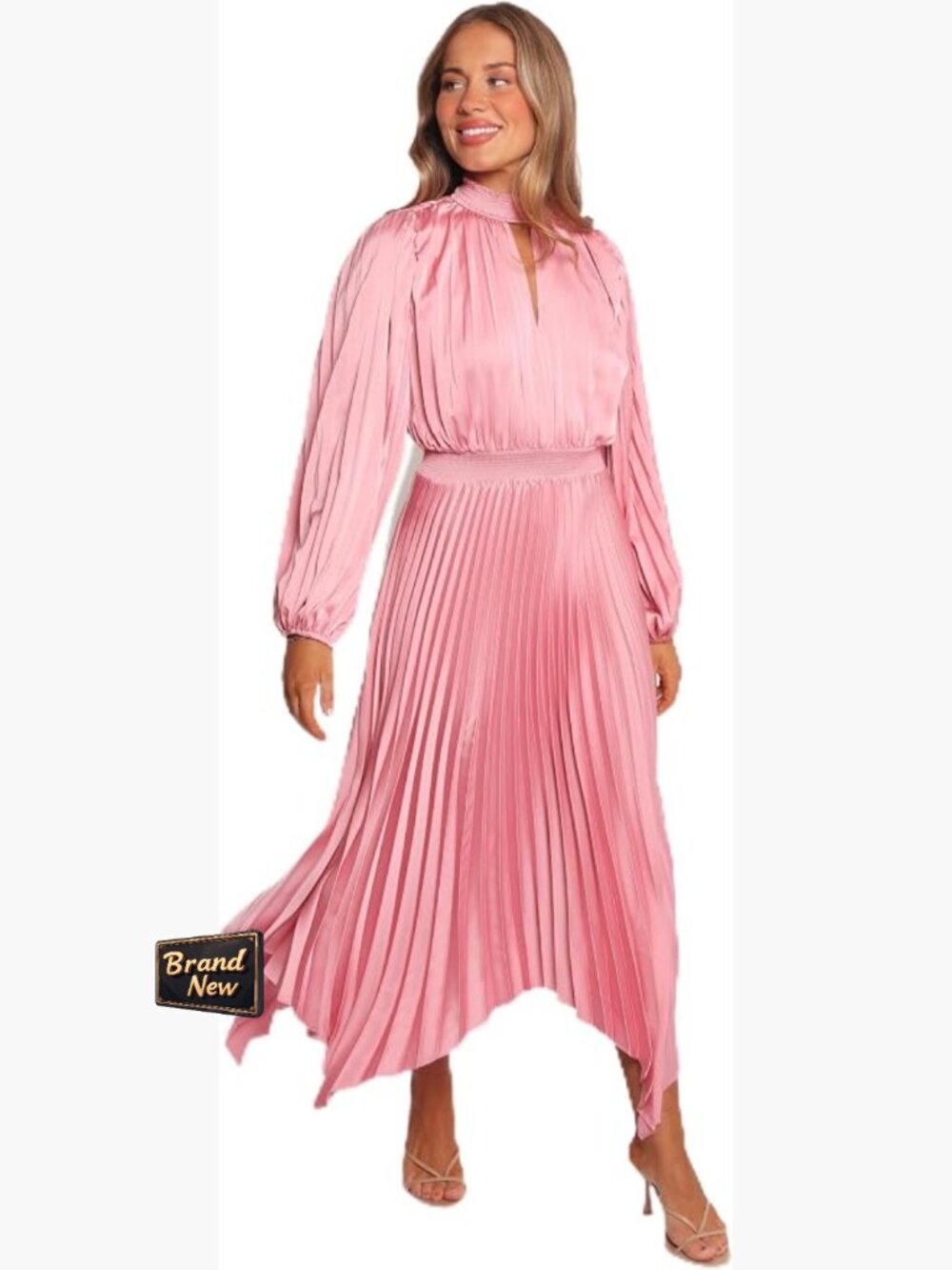 Women's Maxi Cocktail Dress with Cutout Details, Long Sleeve, Flowy A-Line